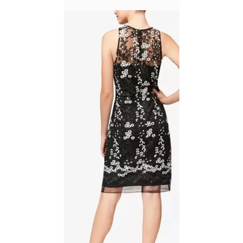Betsey Johnson -Black & White Embroidered Daisies Nylon Mesh Dress Size 2 New